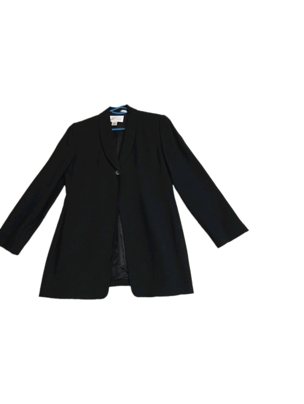 Linda Allard Ellen Tracy Black Button Long Black Career Blazer Jacket 8 Layer